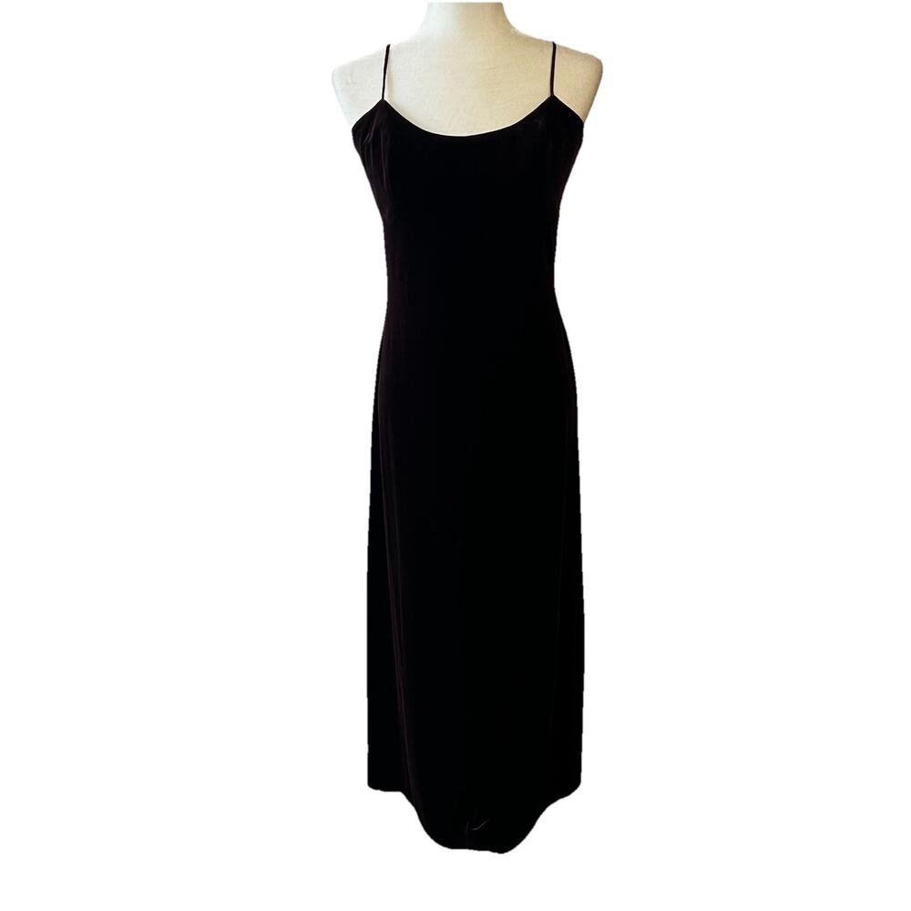 Vtg Jolibel Dark Burgundy Velvet Maxi‎ Dress Gown Size 6 Y2K Straps Homecoming